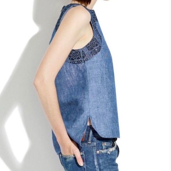 Madewell linen tank with embroidery - Picture 2 of 6